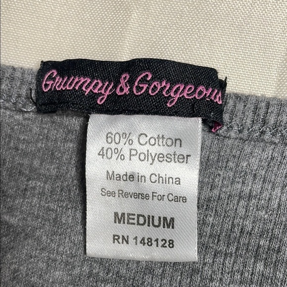 GRUMPY & GORGEOUS Gray Sleeveless Top with Pink and Black Accents - Picture 7 of 8